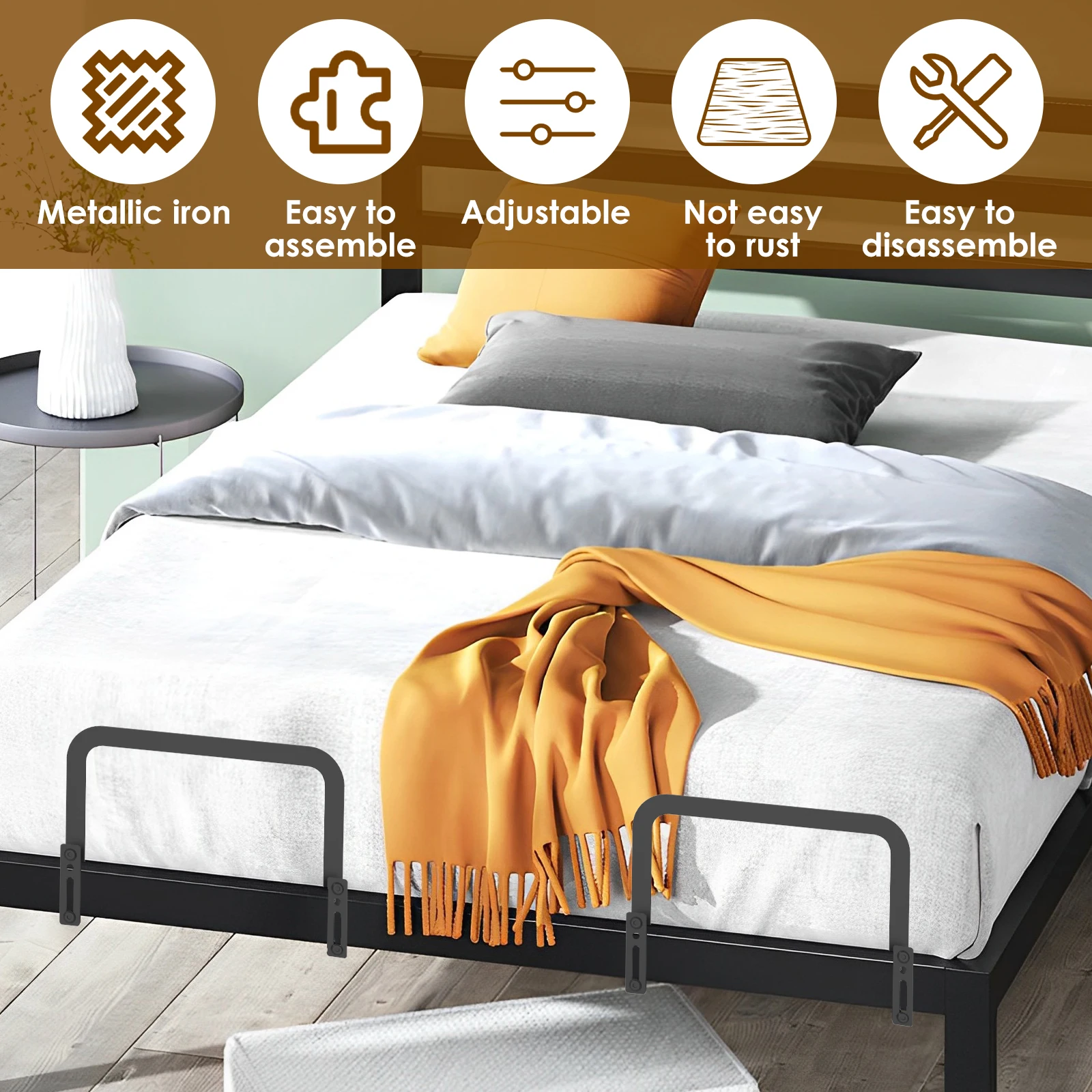 2Pcs Nonslip Mattress Gaskets Mattress Metal Retainer Adjustable Slide Stopper Enhanced Mattress Stability For Metal Bed Frames