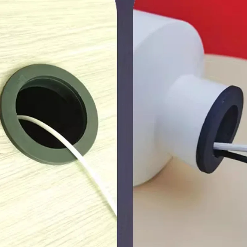 Black Silicone Rubber Snap-on Grommet Hollow Hole Plug Coil Ring Cable Wiring Protect Bushings