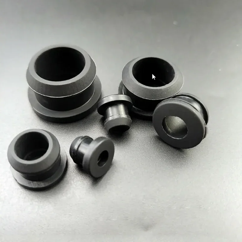 Black Silicone Rubber Snap-on Grommet Hollow Hole Plug Coil Ring Cable Wiring Protect Bushings