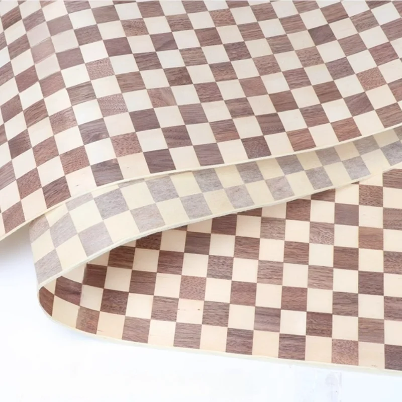 L:2.5Meters X400 x0.25mm Checkered Checkerboard Wood Veneer Crafts DIY Decoration Cabinets Furniture Veneer Sheet