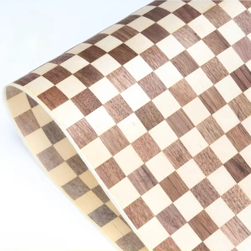 L:2.5Meters X400 x0.25mm Checkered Checkerboard Wood Veneer Crafts DIY Decoration Cabinets Furniture Veneer Sheet