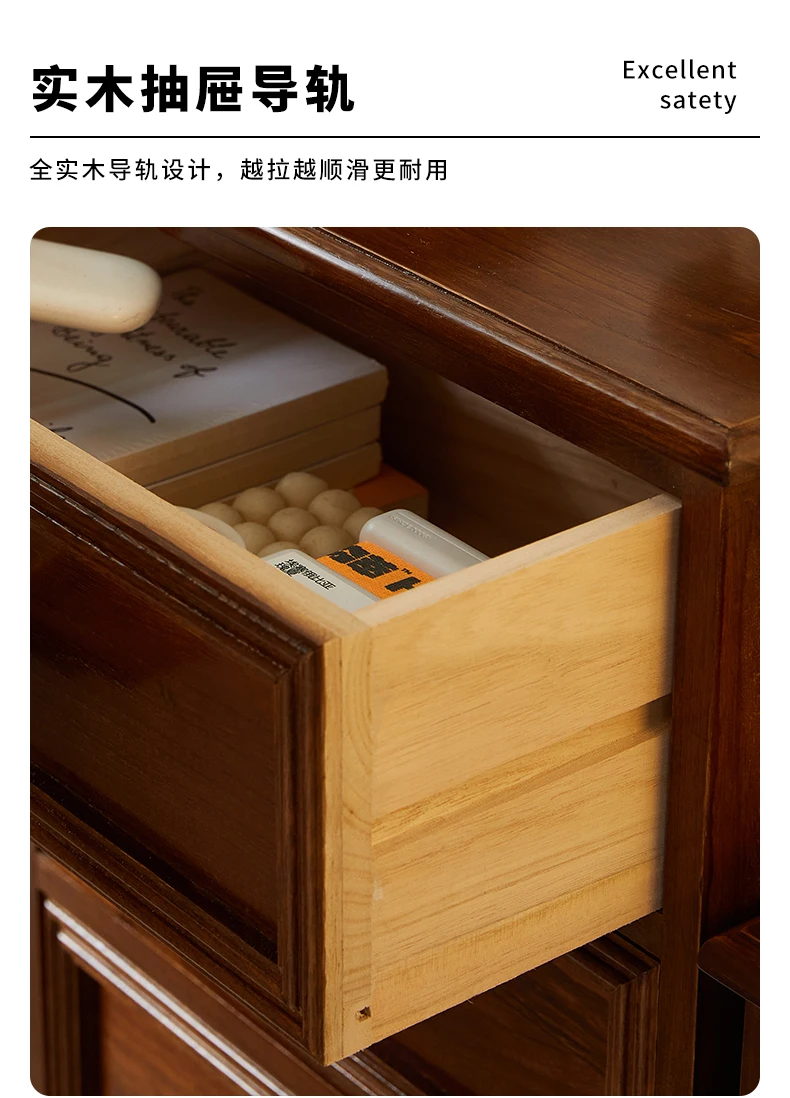 American Vintage Wooden 5-Drawer Dresser 45CM Side Storage Cabinet for Bedroom Multi-Functional Thickened Plywood Organizer