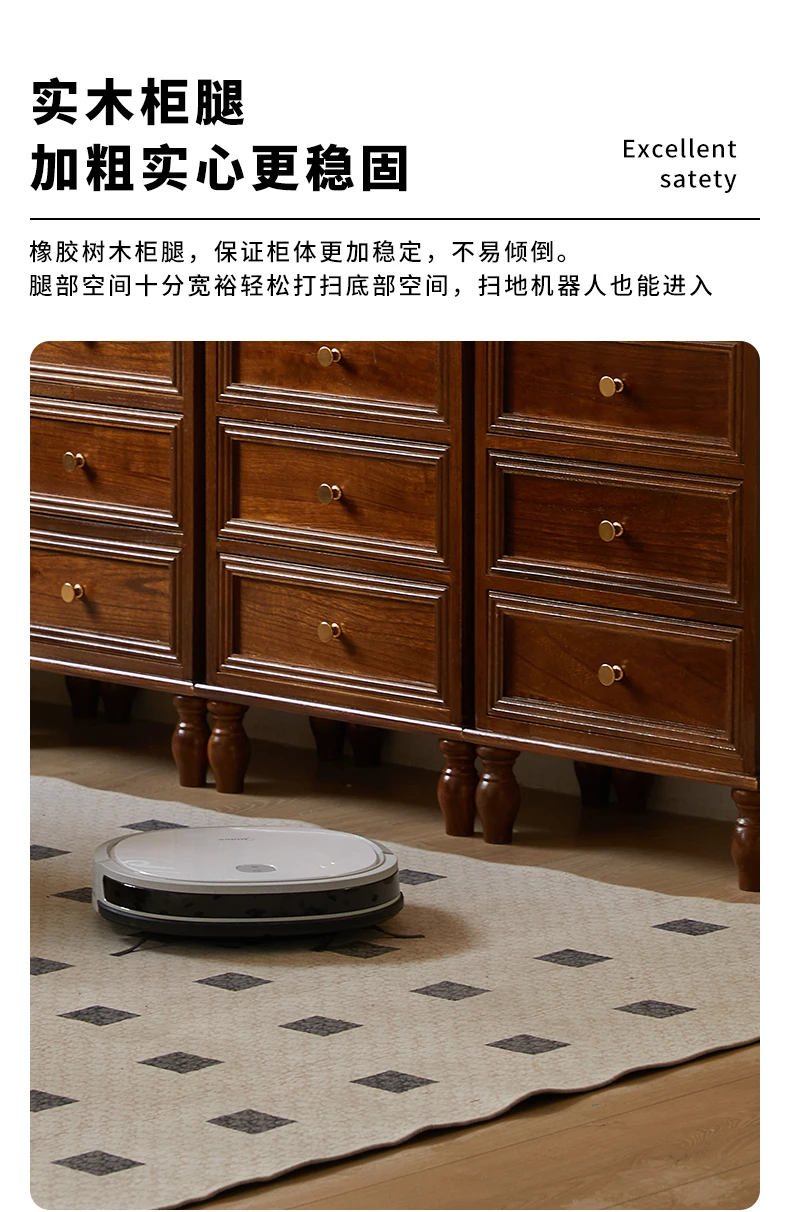 American Vintage Wooden 5-Drawer Dresser 45CM Side Storage Cabinet for Bedroom Multi-Functional Thickened Plywood Organizer