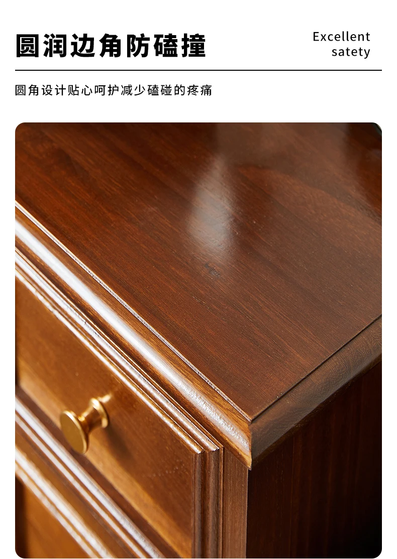 American Vintage Wooden 5-Drawer Dresser 45CM Side Storage Cabinet for Bedroom Multi-Functional Thickened Plywood Organizer