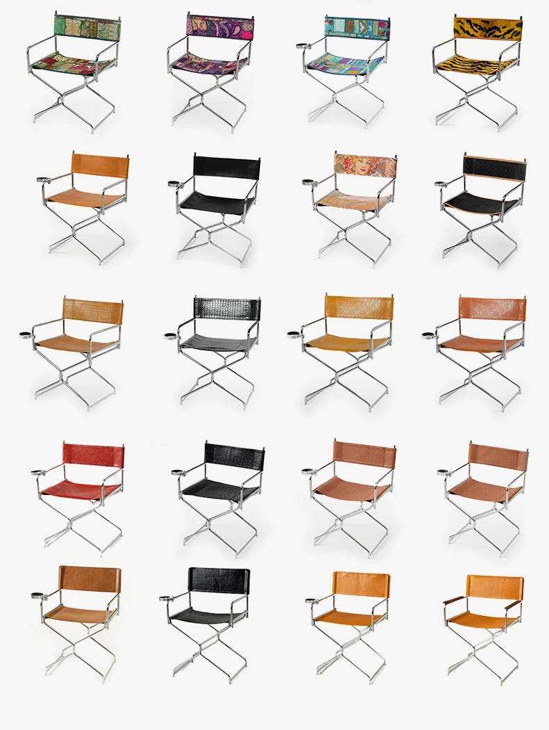 MOMO Oil Wax Fabric Minimalist Metal Dining Chair Small Household Foldable Dining Chair Home Reclining Chair