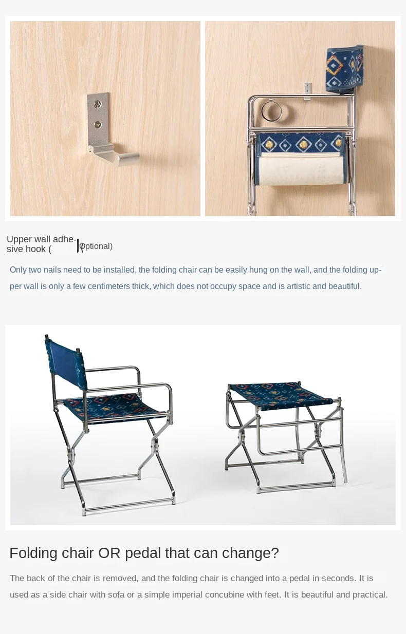 MOMO Oil Wax Fabric Minimalist Metal Dining Chair Small Household Foldable Dining Chair Home Reclining Chair