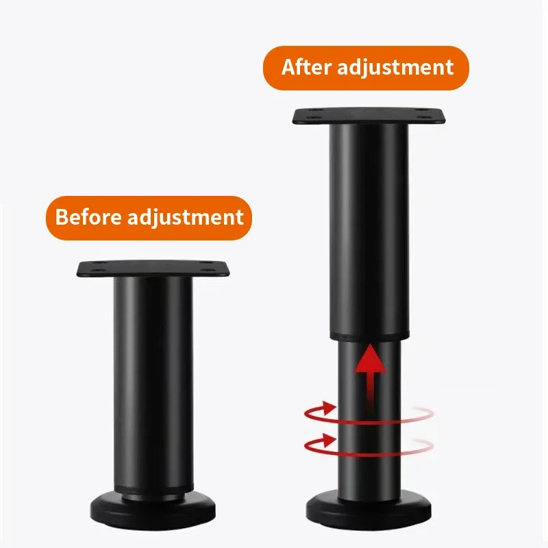 4pcs Adjustable Height Furniture Support Legs, Black Telescopic Table Legs, Used for Tables, Bed Frames, TV Cabinets, Sofas