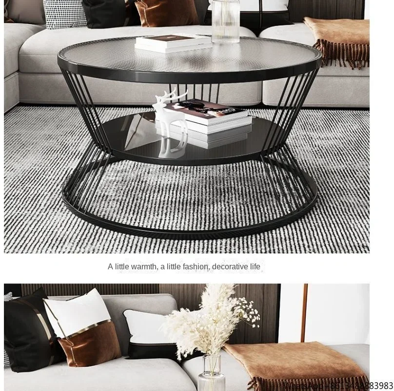 Small Apartment Living Room Round Household Minimalist Mini Table Modern Light Luxury