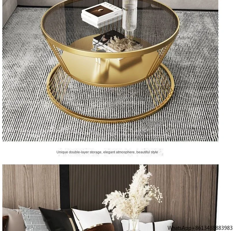 Small Apartment Living Room Round Household Minimalist Mini Table Modern Light Luxury