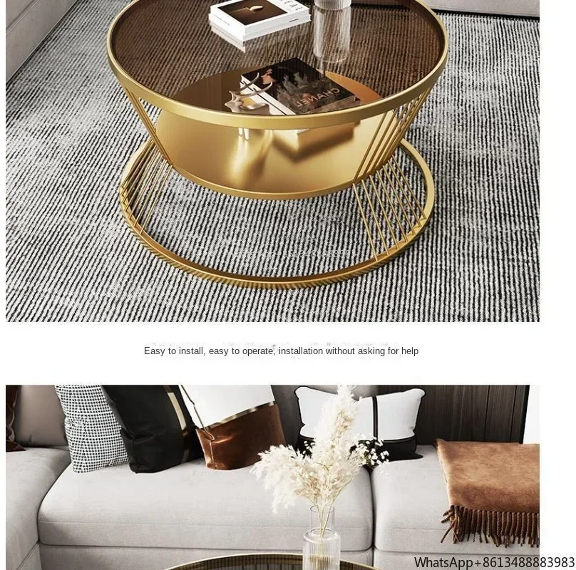 Small Apartment Living Room Round Household Minimalist Mini Table Modern Light Luxury