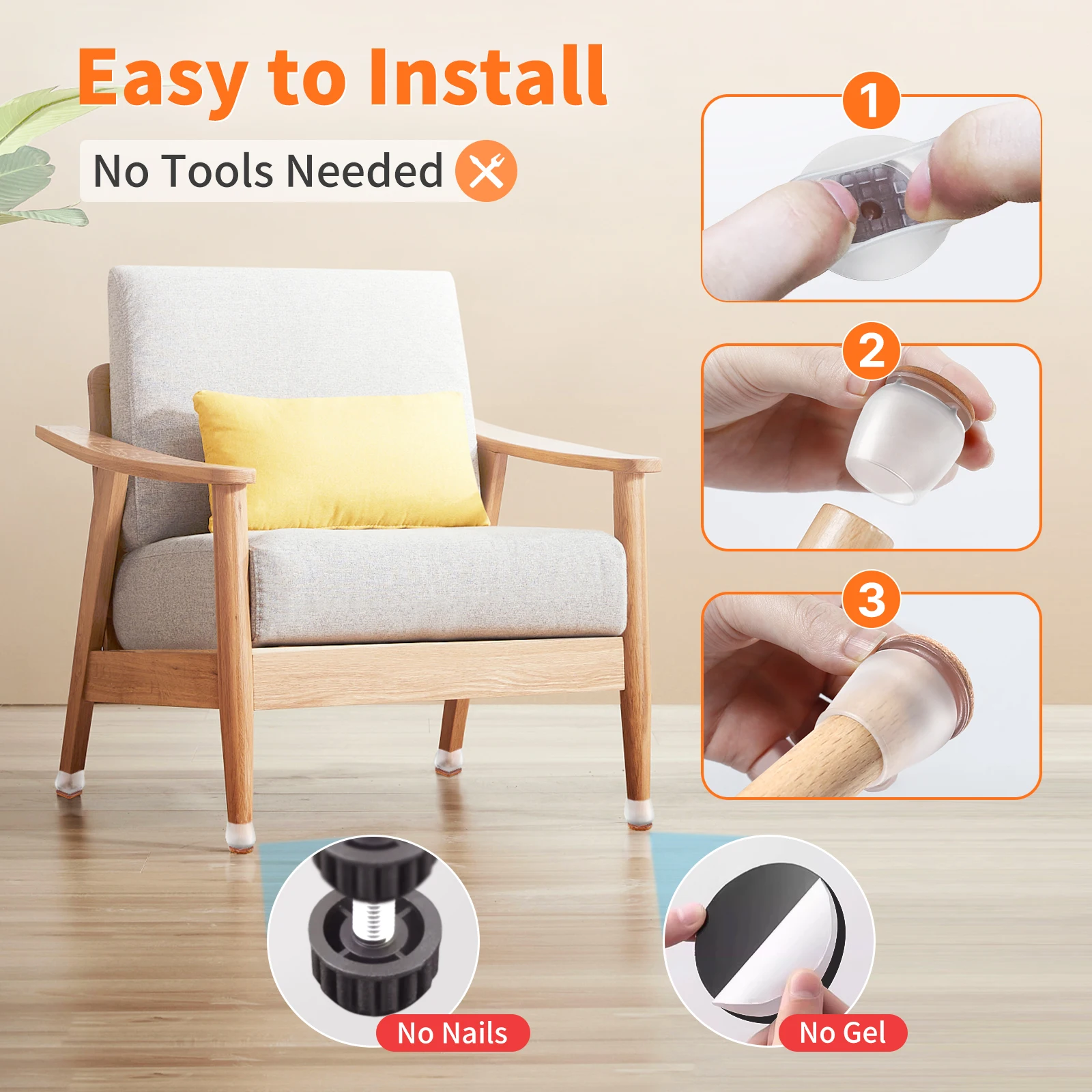 16PCS Chair Leg Floor Protectors with Thick Wrap Felt Pads Silicone Furniture Foot Cover Table Feet Protect Floors