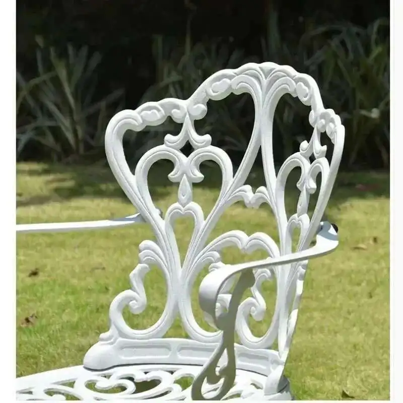 Outdoor Cast Aluminum Tables and Chairs Set Courtyard Garden Urniture Terrace Combination Leisure Metal Round Patio Table p c