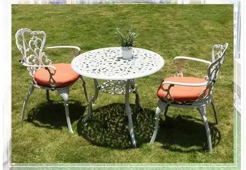 Outdoor Cast Aluminum Tables and Chairs Set Courtyard Garden Urniture Terrace Combination Leisure Metal Round Patio Table p c