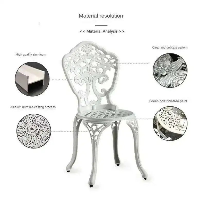 Outdoor Cast Aluminum Tables and Chairs Set Courtyard Garden Urniture Terrace Combination Leisure Metal Round Patio Table p c