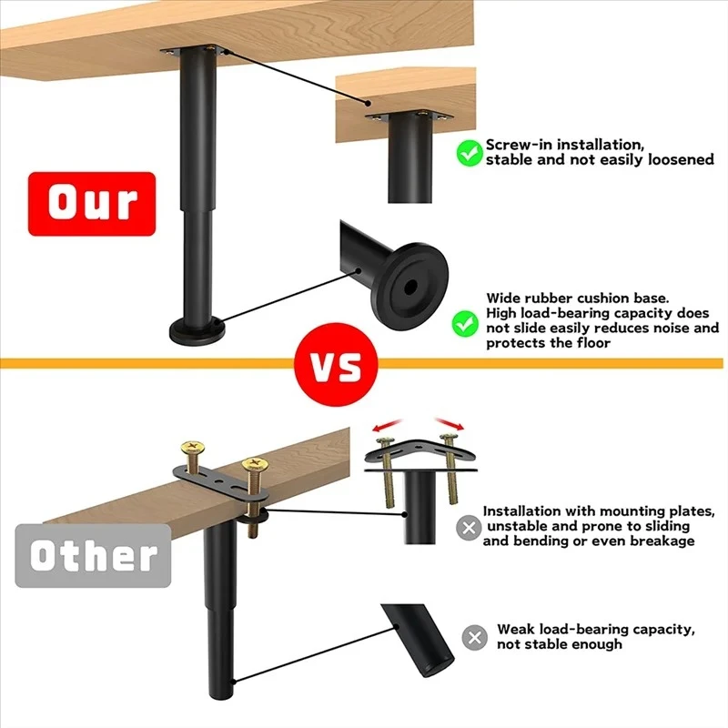 4pcs adjustable support legs, stable support for table legs, used for load-bearing floor cabinets, desks, and makeup tables