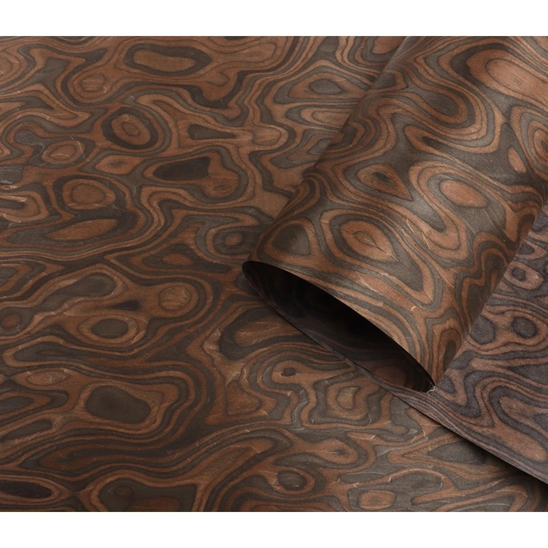 58x250cm Ebony Burl Engineered Wood Veneer for Furniture Decoration Interior Renovation and Stylish Design Projects