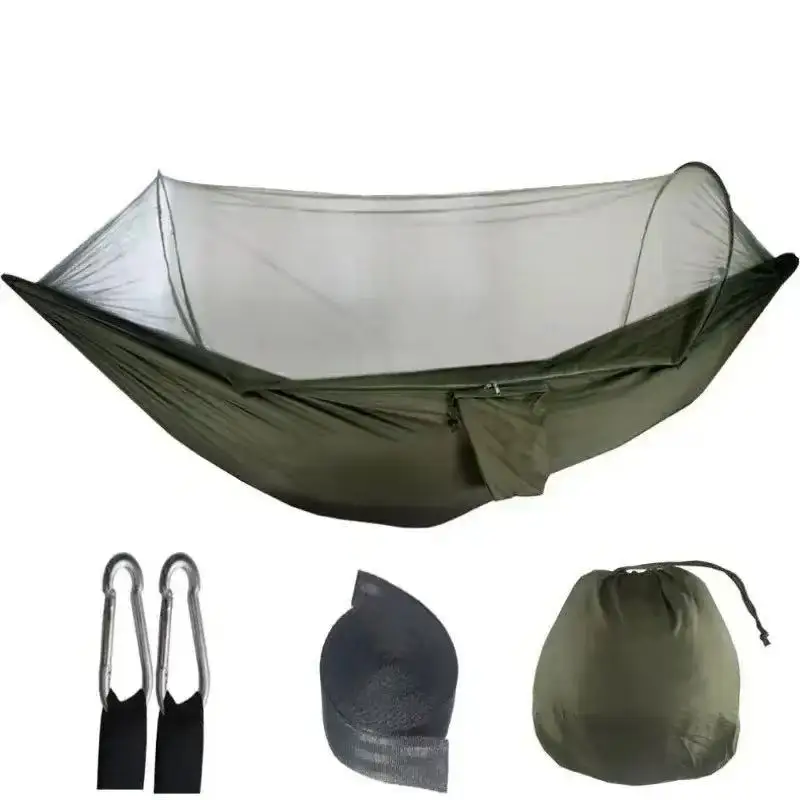 250x120cm Outdoor Hammock With Net – Lightweight Parachute Fabric For Camping & Travel