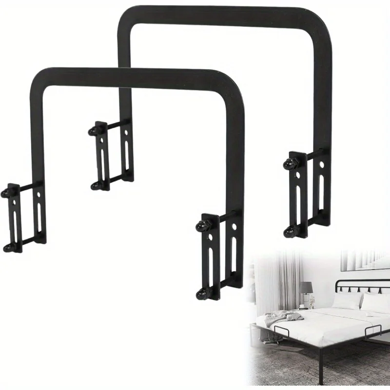 2pcs Adjustable Mattress Grippers - Non-Slip Bed Frame Retainers with Screws & Nuts, Anti-Scratch Smooth Surface Design