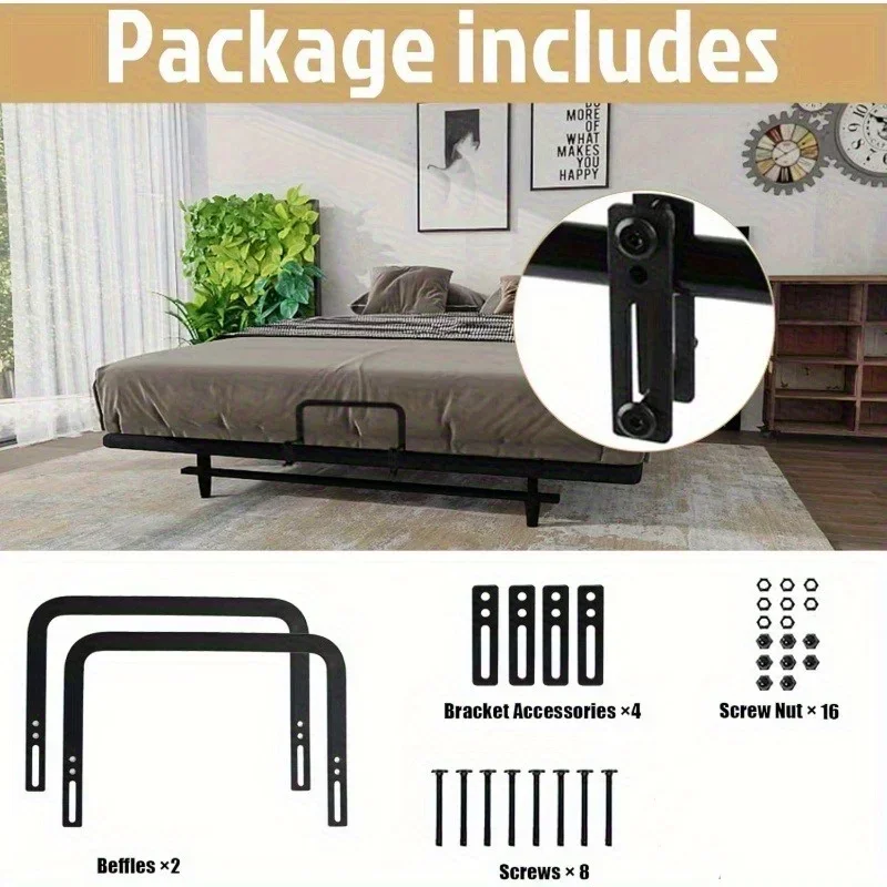 2pcs Adjustable Mattress Grippers - Non-Slip Bed Frame Retainers with Screws & Nuts, Anti-Scratch Smooth Surface Design