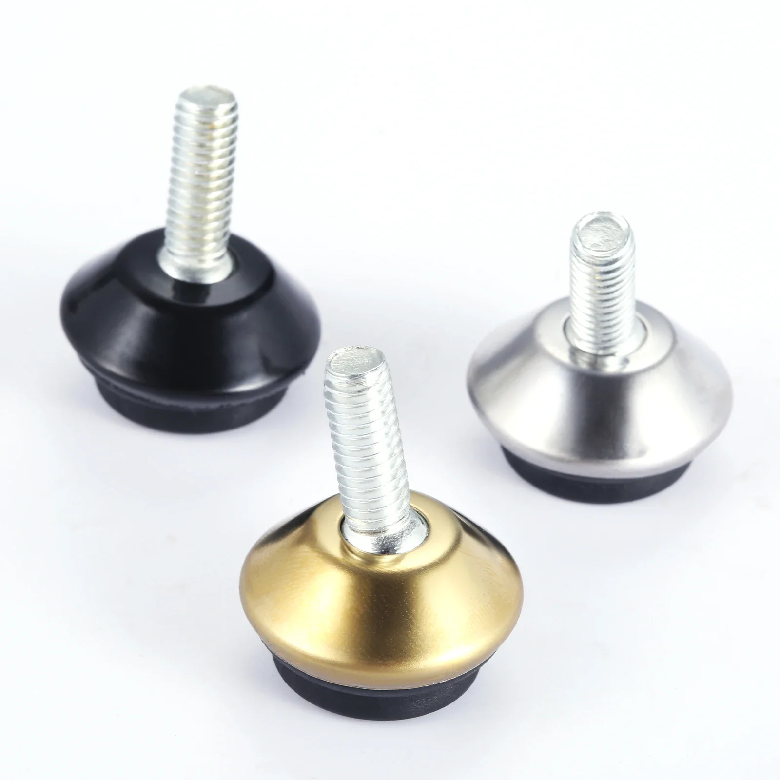4pcs Adjustable Metal Furniture Levelers Feet Leg M6*15mm Thread Screw Black/Silver/Gold for Cabinet Table Chair Machine Base
