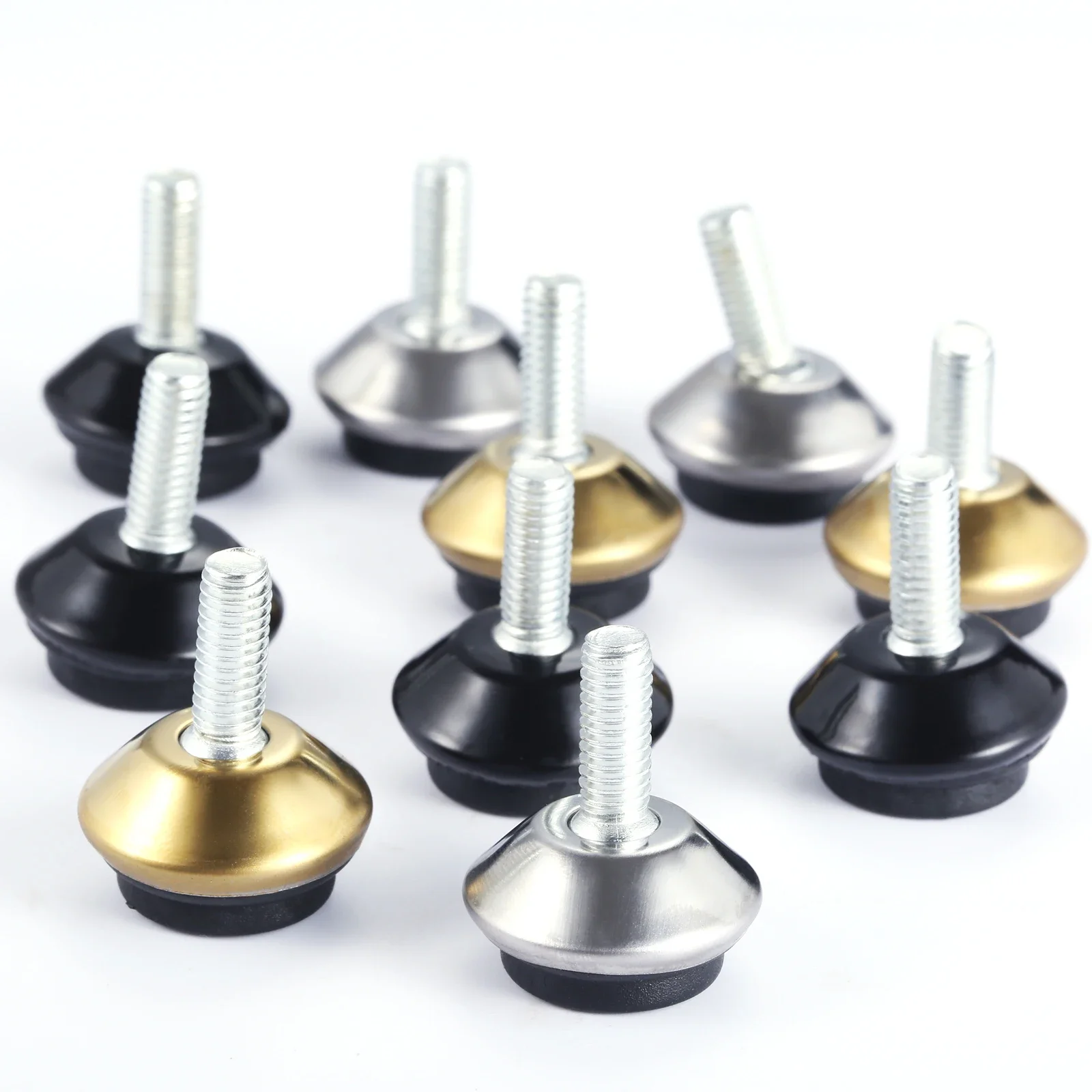 4pcs Adjustable Metal Furniture Levelers Feet Leg M6*15mm Thread Screw Black/Silver/Gold for Cabinet Table Chair Machine Base