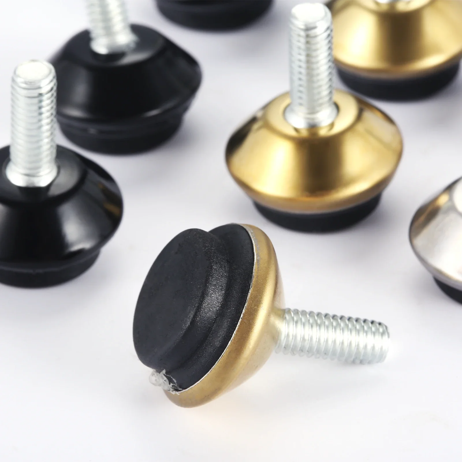 4pcs Adjustable Metal Furniture Levelers Feet Leg M6*15mm Thread Screw Black/Silver/Gold for Cabinet Table Chair Machine Base