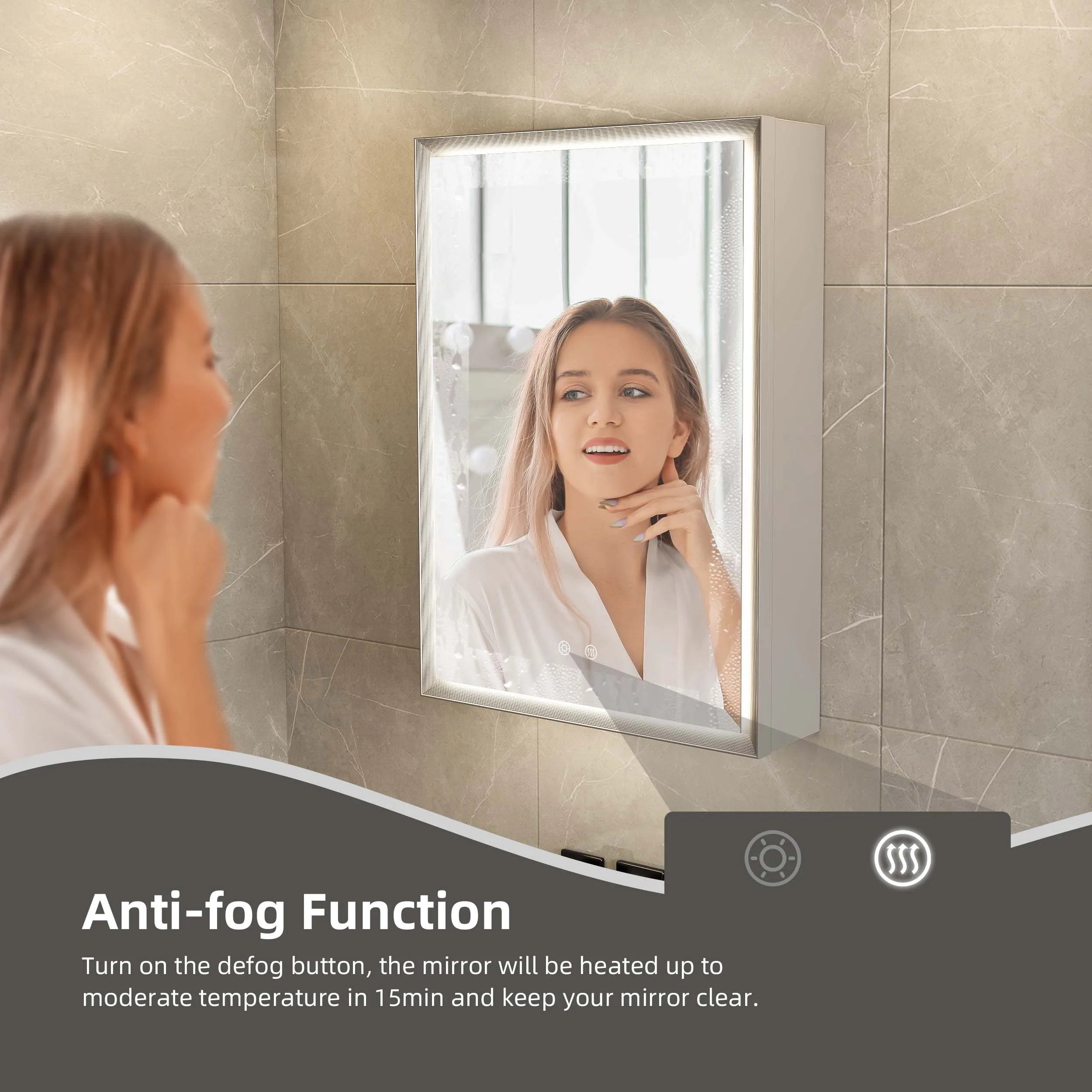 Mirror Cabinet Modern Toilet Storage Washroom Wall Lighted Anti Fog Medicine 500 X 700 Vanity Led Bathroom Mirror Cabinet With L
