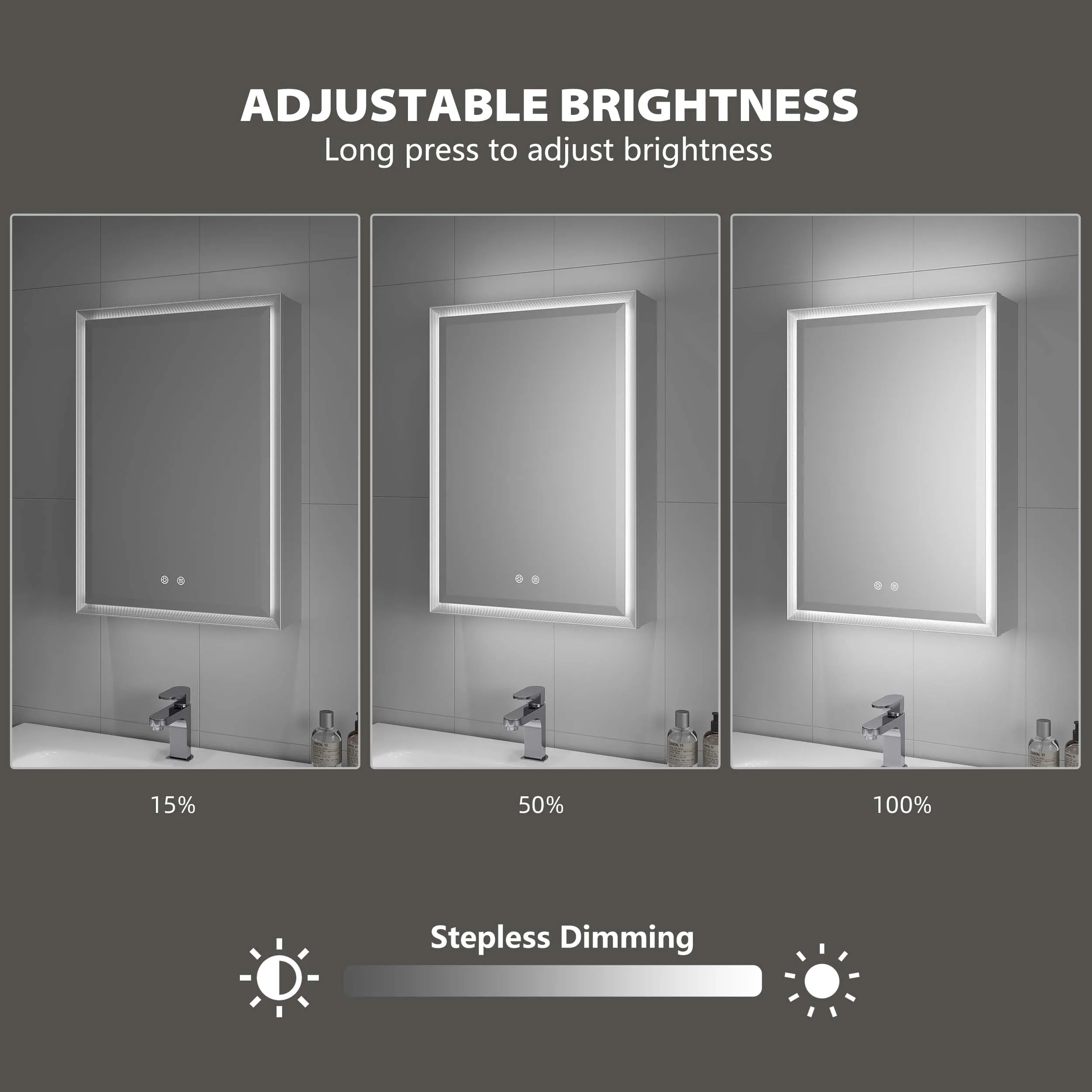 Mirror Cabinet Modern Toilet Storage Washroom Wall Lighted Anti Fog Medicine 500 X 700 Vanity Led Bathroom Mirror Cabinet With L