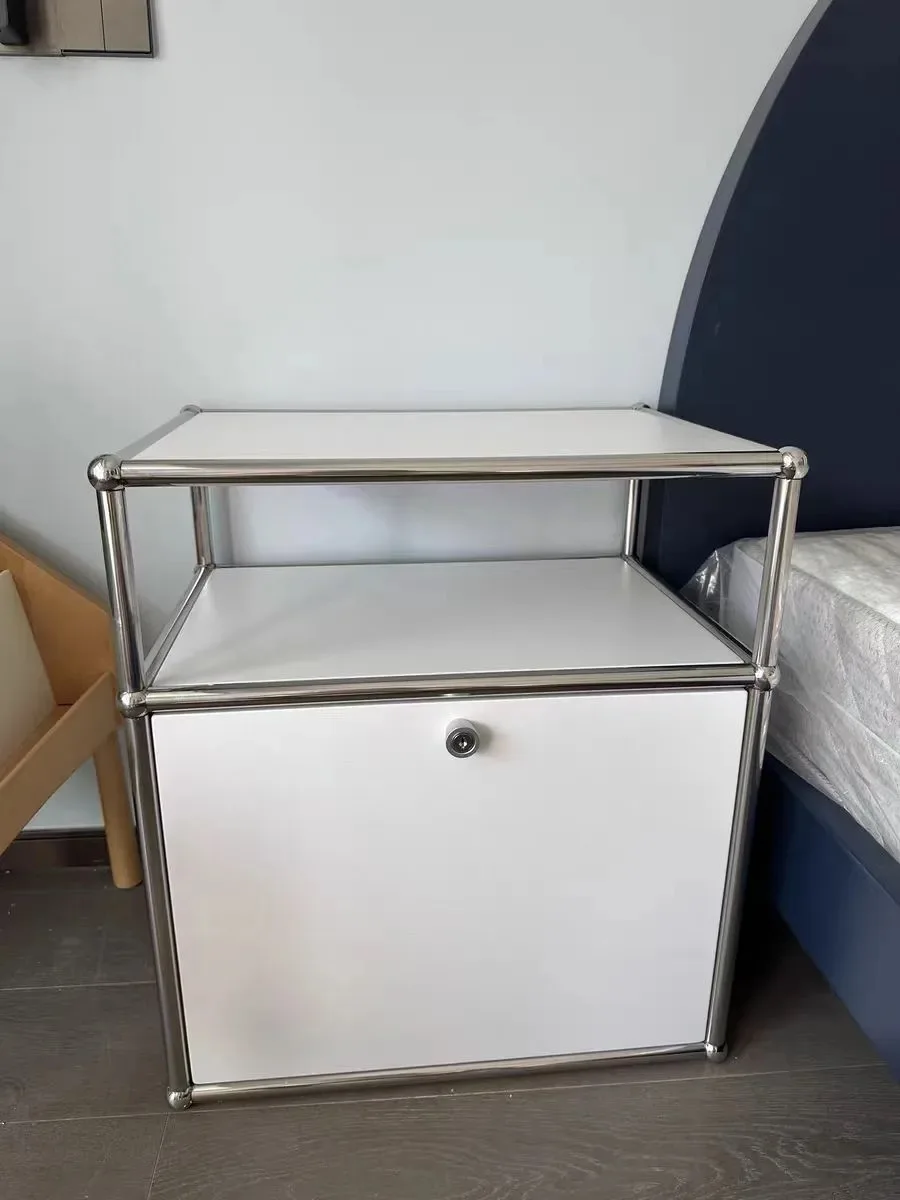 Vintage Module Sideboard Living Room Storage Cabinet Wood Bedroom Stainless Steel Metal Frame Storage Customizable TV Cabinet