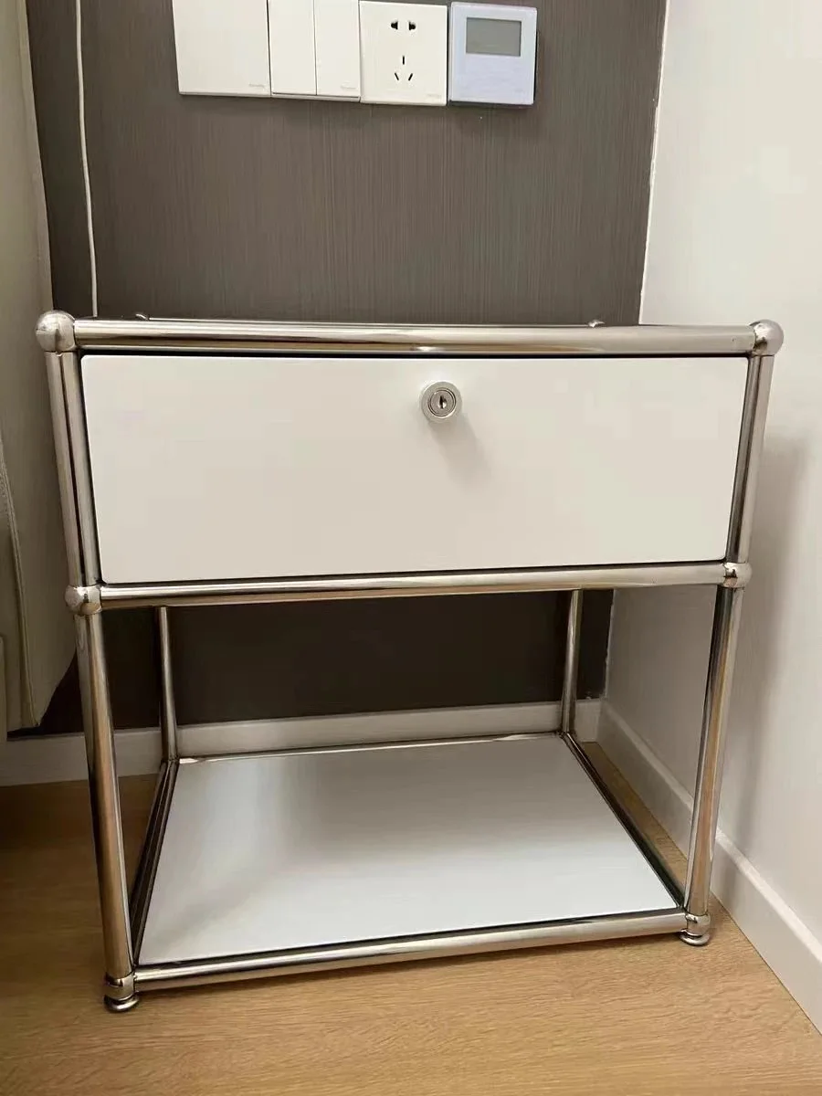 Vintage Module Sideboard Living Room Storage Cabinet Wood Bedroom Stainless Steel Metal Frame Storage Customizable TV Cabinet