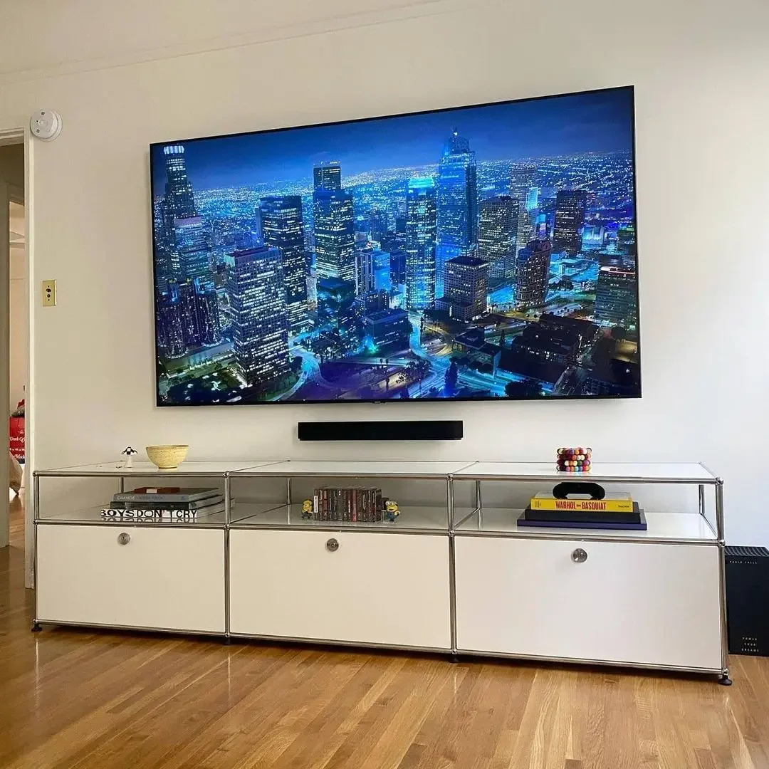 Vintage Module Sideboard Living Room Storage Cabinet Wood Bedroom Stainless Steel Metal Frame Storage Customizable TV Cabinet