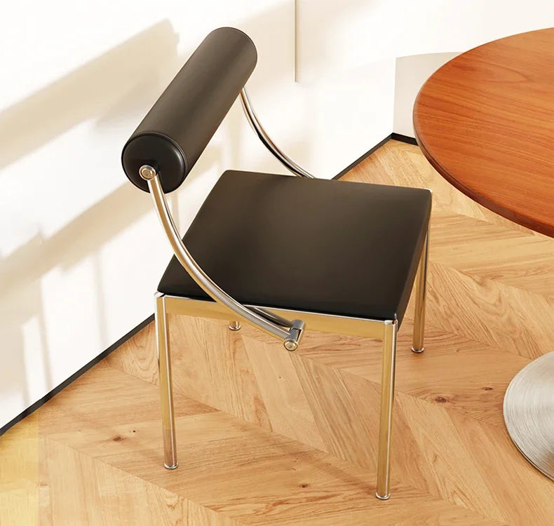 Mid-Century Modern Dining Chair for Bedroom or Study, Stainless Steel Seating, Trendy Makeup Chair, Designer Home