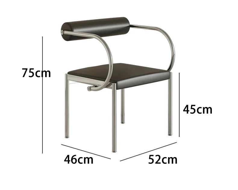 Mid-Century Modern Dining Chair for Bedroom or Study, Stainless Steel Seating, Trendy Makeup Chair, Designer Home