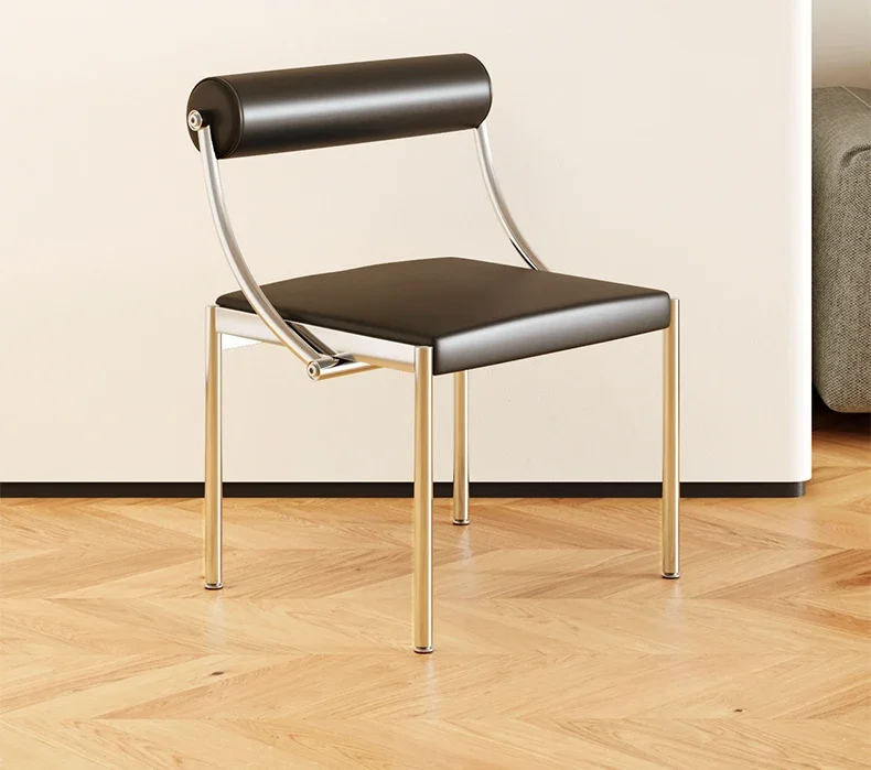 Mid-Century Modern Dining Chair for Bedroom or Study, Stainless Steel Seating, Trendy Makeup Chair, Designer Home