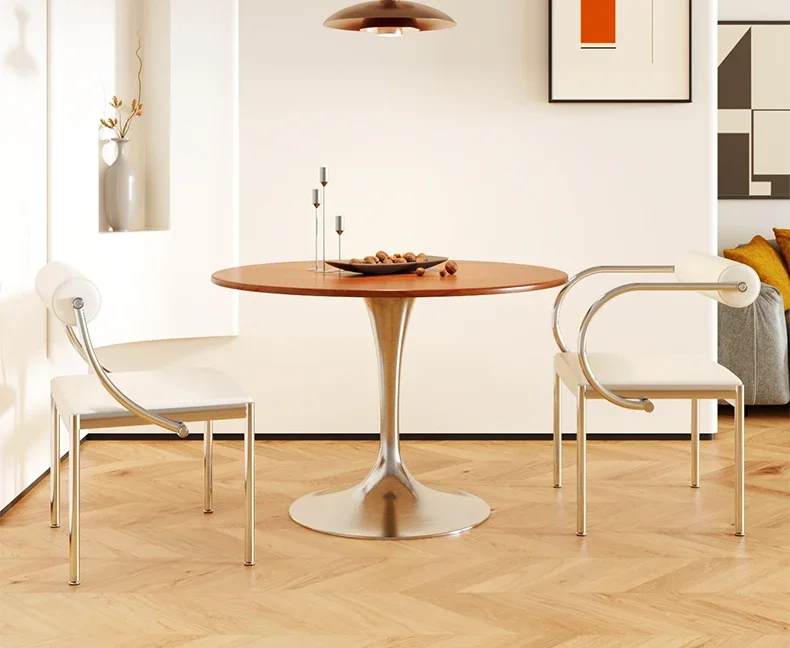 Mid-Century Modern Dining Chair for Bedroom or Study, Stainless Steel Seating, Trendy Makeup Chair, Designer Home