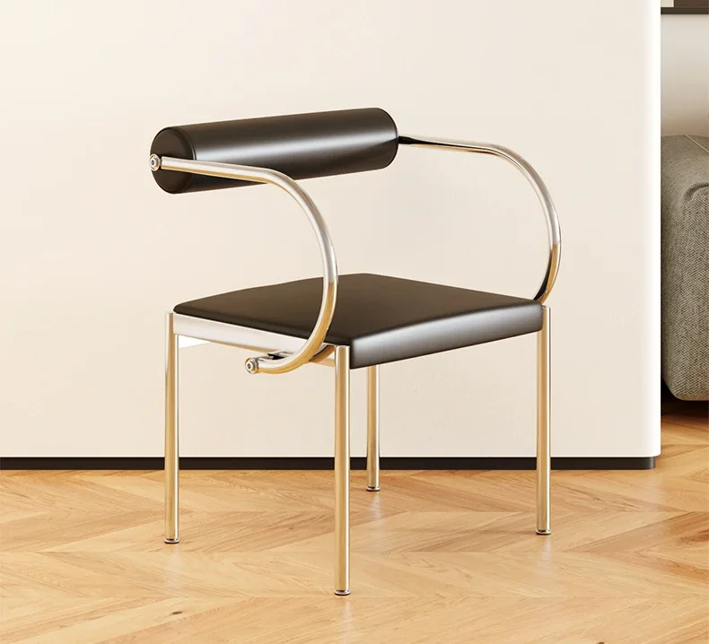 Mid-Century Modern Dining Chair for Bedroom or Study, Stainless Steel Seating, Trendy Makeup Chair, Designer Home