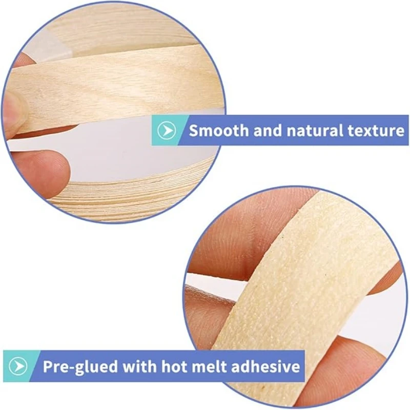 Red Oak Roll of Pre-glued Plywood Edge Banding Easy Application Iron on with Hot Melt Adhesive Real Wood Flexible Veneer Edging
