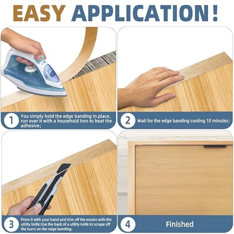 Red Oak Roll of Pre-glued Plywood Edge Banding Easy Application Iron on with Hot Melt Adhesive Real Wood Flexible Veneer Edging