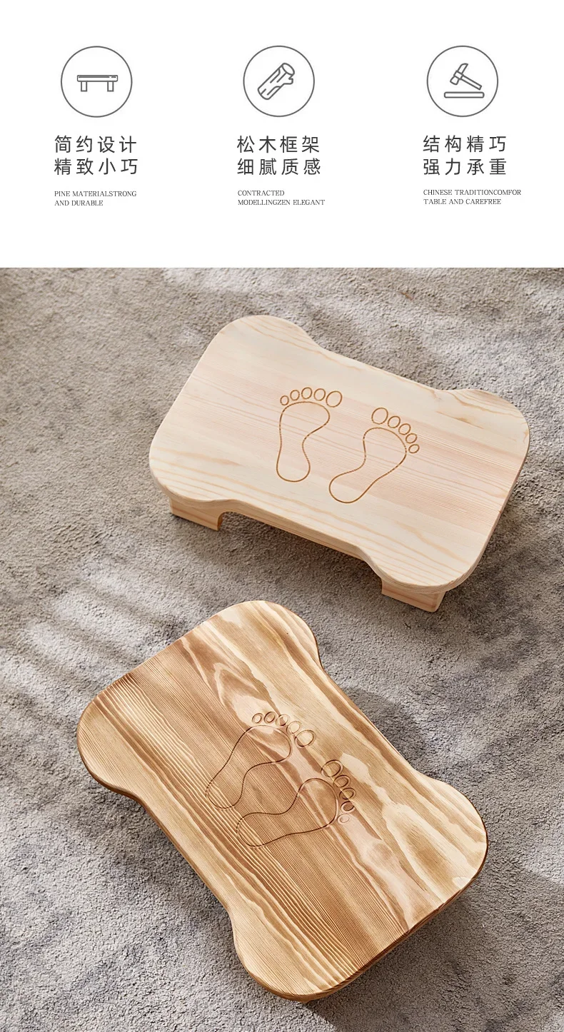 Low Bench Living Room Footstool Anti-Slip Wooden Stool for Bathroom Children’s Seat for Home Rustic Entryway Shoe Bench