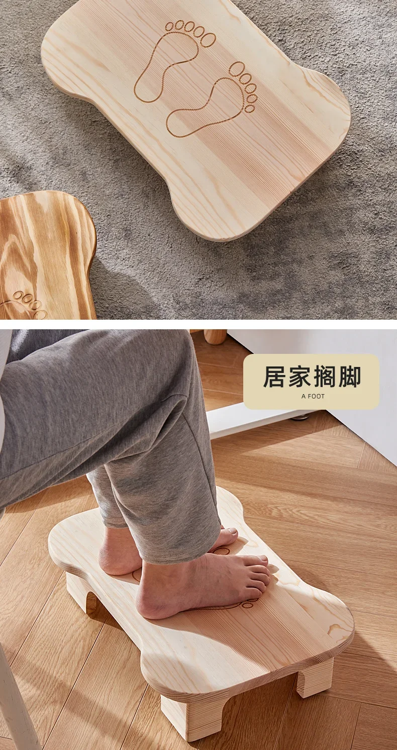 Low Bench Living Room Footstool Anti-Slip Wooden Stool for Bathroom Children’s Seat for Home Rustic Entryway Shoe Bench