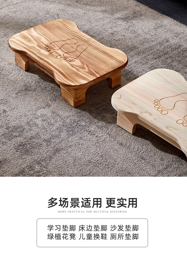 Low Bench Living Room Footstool Anti-Slip Wooden Stool for Bathroom Children’s Seat for Home Rustic Entryway Shoe Bench