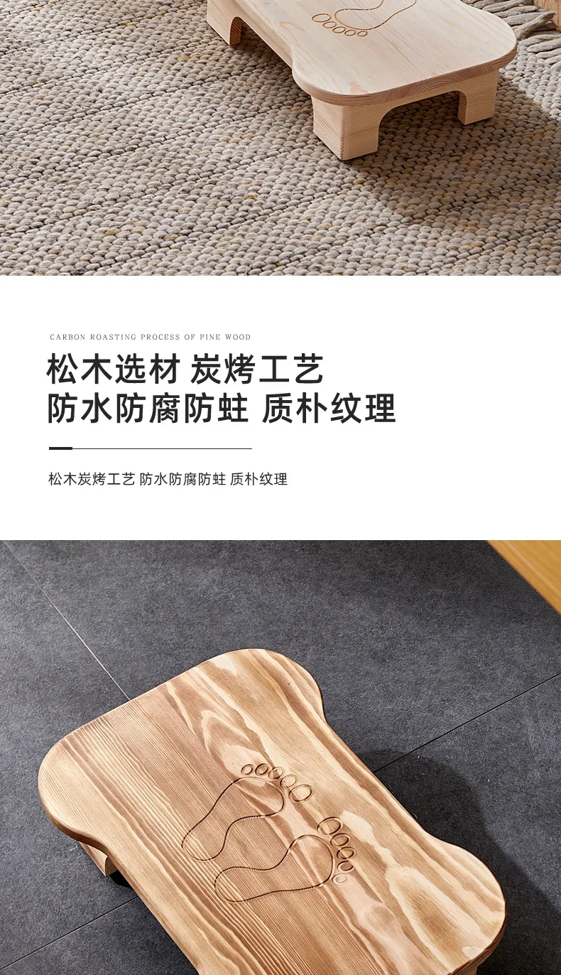 Low Bench Living Room Footstool Anti-Slip Wooden Stool for Bathroom Children’s Seat for Home Rustic Entryway Shoe Bench