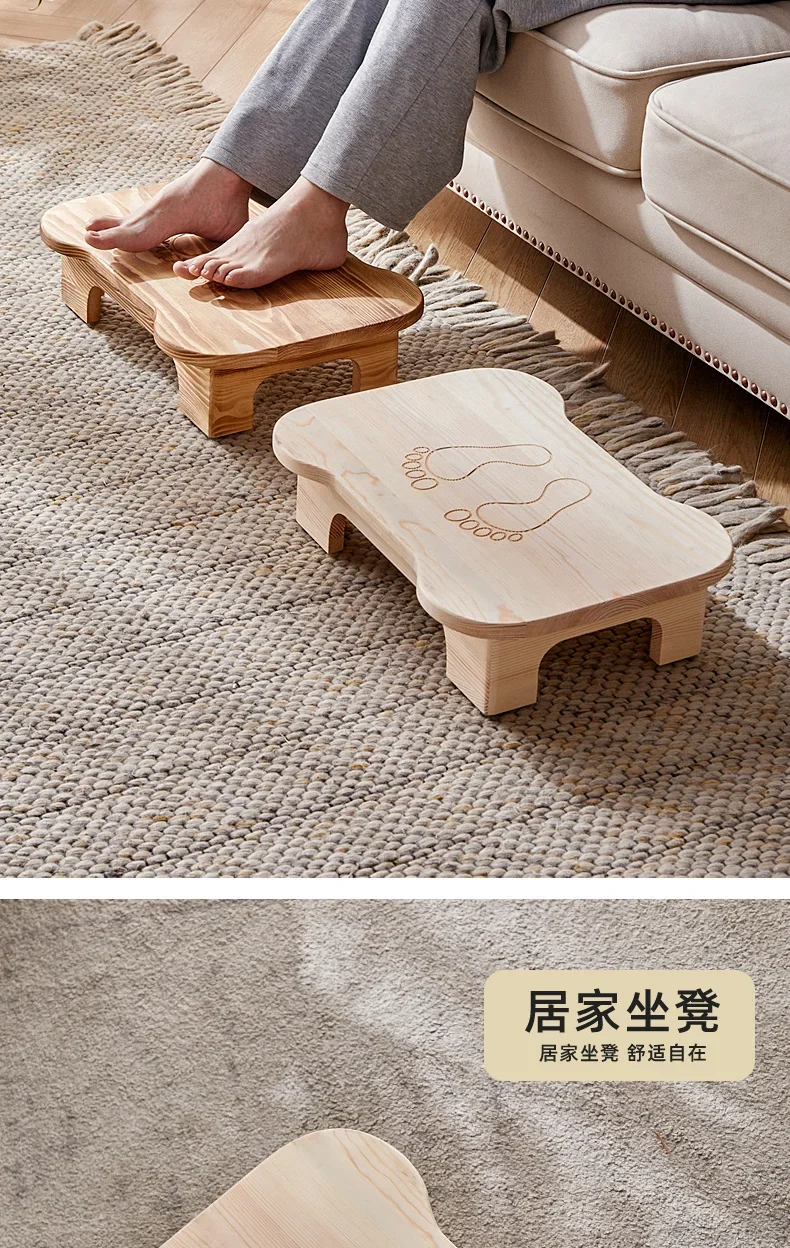 Low Bench Living Room Footstool Anti-Slip Wooden Stool for Bathroom Children’s Seat for Home Rustic Entryway Shoe Bench