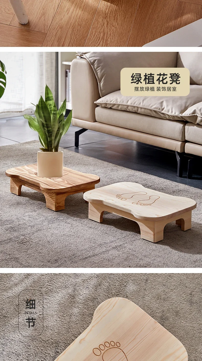 Low Bench Living Room Footstool Anti-Slip Wooden Stool for Bathroom Children’s Seat for Home Rustic Entryway Shoe Bench