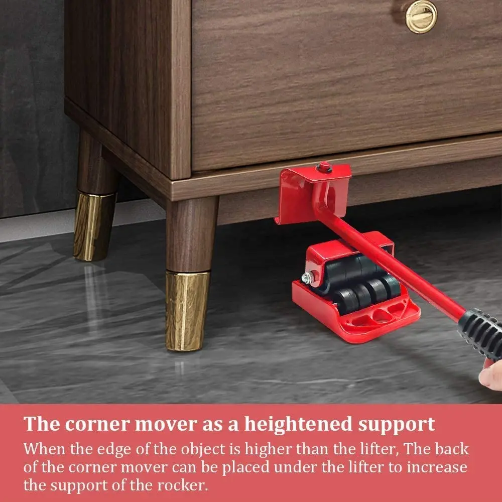 5/13 Pcs Heavy Duty Furniture Mover Set Furniture Mover Tool Transport Lifter Heavy Stuffs Moving Wheel Roller Bar Hand Tools