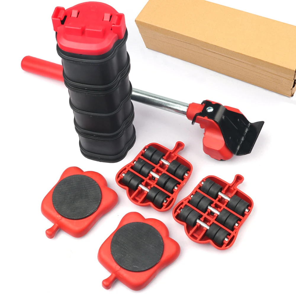 5/13 Pcs Heavy Duty Furniture Mover Set Furniture Mover Tool Transport Lifter Heavy Stuffs Moving Wheel Roller Bar Hand Tools