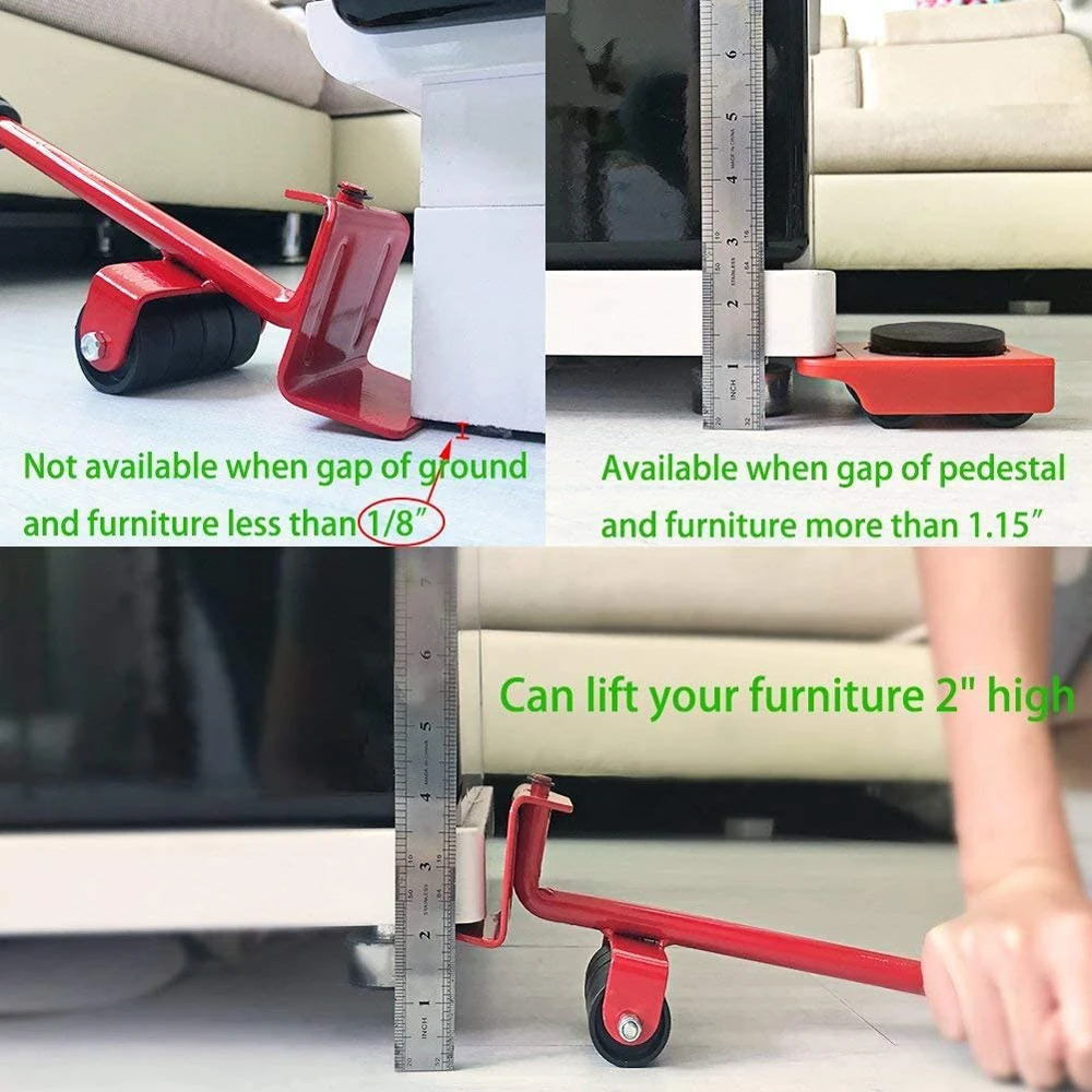 5/13 Pcs Heavy Duty Furniture Mover Set Furniture Mover Tool Transport Lifter Heavy Stuffs Moving Wheel Roller Bar Hand Tools