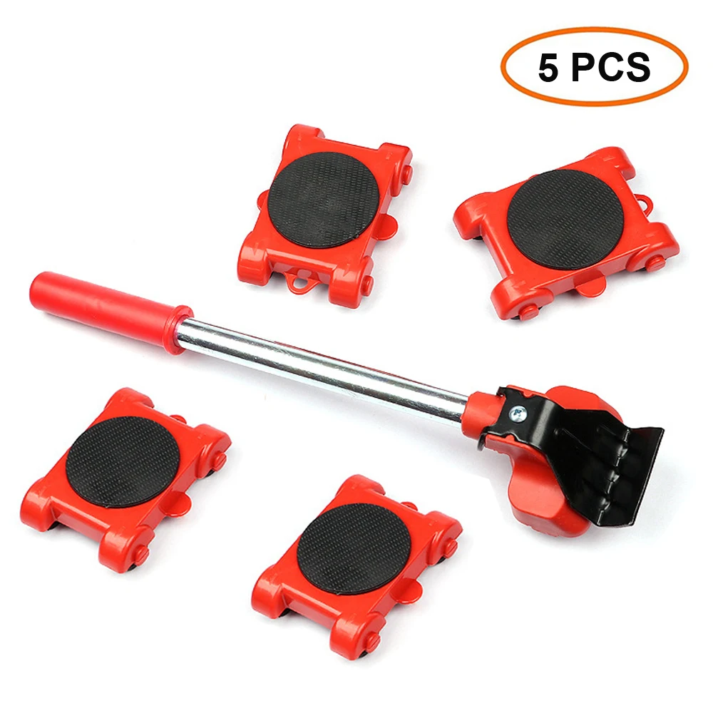 5/13 Pcs Heavy Duty Furniture Mover Set Furniture Mover Tool Transport Lifter Heavy Stuffs Moving Wheel Roller Bar Hand Tools