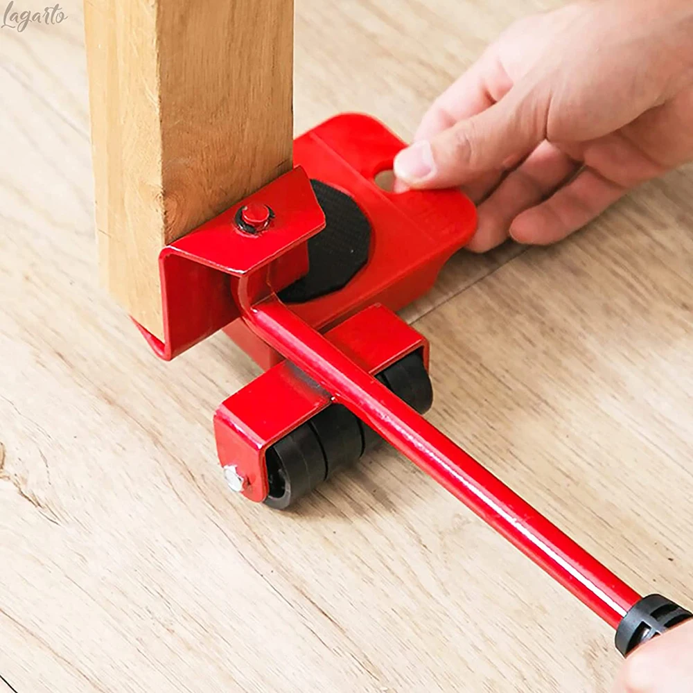 5/13 Pcs Heavy Duty Furniture Mover Set Furniture Mover Tool Transport Lifter Heavy Stuffs Moving Wheel Roller Bar Hand Tools