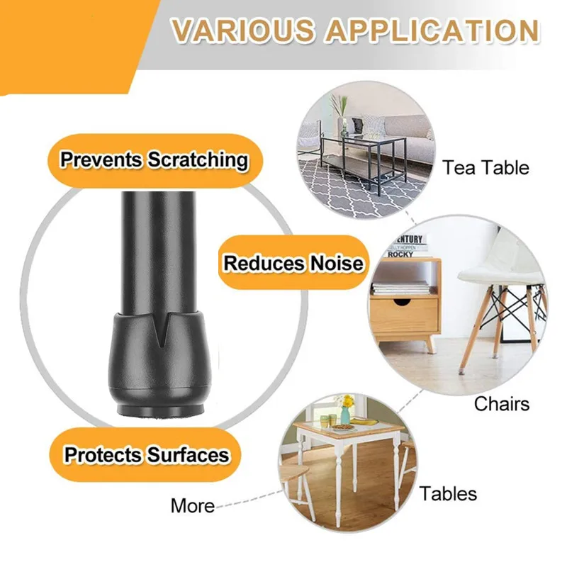 24pcs Rubber Chair foot cover felt protection pad silicone floor protector chair legs caps Bottom Non-Slip furniture feet socks
